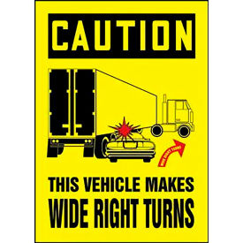 ACCUFORM MANUFACTURING LVHR616RFE AccuformNMC Caution This Vehicle Makes Wide Right Turns Sign, Graphic, Reflective Sheet, 14" x 10" image.