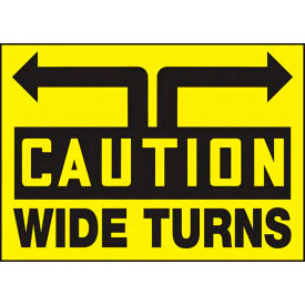 ACCUFORM MANUFACTURING LVHR619XVE AccuformNMC™ Caution Wide Turn Sign, Graphic, Adhesive Dura-Vinyl, 10" x 14", Yellow image.