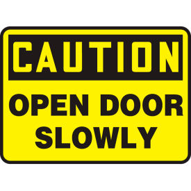 ACCUFORM MANUFACTURING MABR607VP Accuform MABR607VP Caution Sign, Open Door Slowly, 14"W x 10"H, Plastic image.