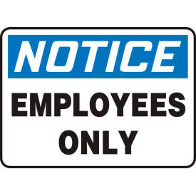 ACCUFORM MANUFACTURING MADC803VS Accuform MADC803VS Notice Sign, Employees Only, 10"W x 7"H, Adhesive Vinyl image.