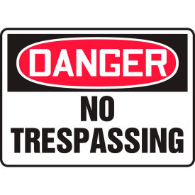 ACCUFORM MANUFACTURING MADM076VP Accuform MADM076VP Danger Sign, No Trespassing, 14"W x 10"H, Plastic image.
