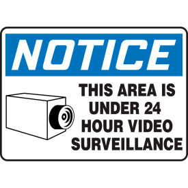 ACCUFORM MANUFACTURING MASE806VS Accuform MASE806VS Notice Sign, This Area Is Under 24 Hour Video..., 10"W x 7"H, Adhesive Vinyl image.