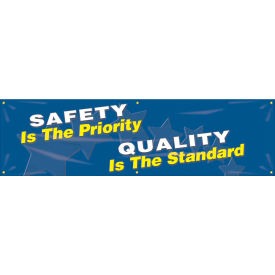 ACCUFORM MANUFACTURING MBR866 Accuform MBR866 Safety Is The Priority, Quality Is The Standard Banner, 96"W x 28"H, Reinforced Poly image.