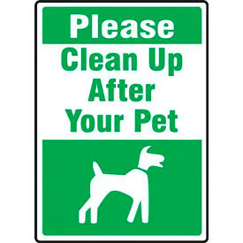ACCUFORM MANUFACTURING MCAW563VP AccuformNMC™ Please Clean Up After Your Pet Safety Sign, Plastic, 18" x 12", White/Green image.