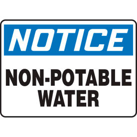 ACCUFORM MANUFACTURING MCAW800VP Accuform MCAW800VP Notice Sign, Non-Potable Water, 14"W x 10"H, Plastic image.