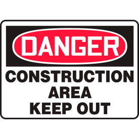 ACCUFORM MANUFACTURING MCRT101VP Accuform MCRT101VP Danger Sign, Construction Area Keep Out, 10"W x 7"H, Plastic image.