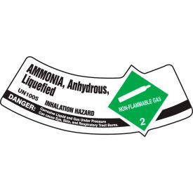 ACCUFORM MANUFACTURING MCSLAMGVSP Accuform MCSLAMGVSP Gas Cylinder Label, Ammonia Anhydrous Liquefied, Vinyl Adhesive, 5/Pack image.