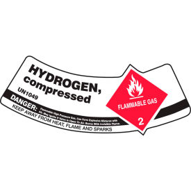 ACCUFORM MANUFACTURING MCSLHYRXVE Accuform MCSLHYRXVE Gas Cylinder Shoulder Label, Hydrogen Compressed, Dura-Vinyl™, 5/Pack image.