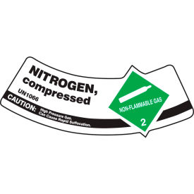 ACCUFORM MANUFACTURING MCSLNIGVSP Accuform MCSLNIGVSP Gas Cylinder Shoulder Label, Nitrogen Compressed, Vinyl Adhesive, 5/Pack image.