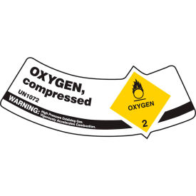 ACCUFORM MANUFACTURING MCSLOXYXVE Accuform MCSLOXYXVE Gas Cylinder Shoulder Label, Oxygen Compressed, Dura-Vinyl™, Each image.