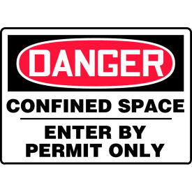 ACCUFORM MANUFACTURING MCSP001VP Accuform MCSP001VP Danger Sign, Confined Space Enter By Permit Only, 14"W x 10"H, Plastic image.