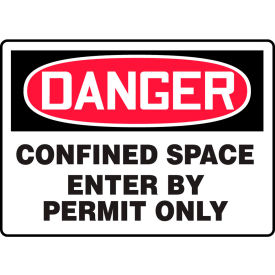 ACCUFORM MANUFACTURING MCSP133VP Accuform MCSP133VP Danger Sign, Confined Space Enter By Permit Only, 10"W x 7"H, Plastic image.