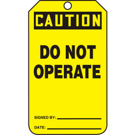 ACCUFORM MANUFACTURING MDT621CTP Accuform MDT621CTP Caution Do Not Operate Tag, PF-Cardstock, 25/Pack image.
