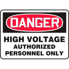 ACCUFORM MANUFACTURING MELC135VP Accuform MELC135VP Danger Sign, High Voltage Authorized Personnel Only, 10"W x 7"H, Plastic image.