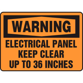 ACCUFORM MANUFACTURING MELC308VS Accuform MELC308VS Warning Sign, Electrical Panel Keep Clear Up To 36",  14"W x 10"H, Adhesive Vinyl image.