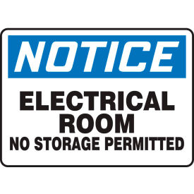 ACCUFORM MANUFACTURING MELC801VP Accuform MELC801VP Notice Sign, Electrical Room No Storage Permitted, 10"W x 7"H, Plastic image.