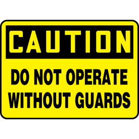 ACCUFORM MANUFACTURING MEQC720VP Accuform MEQC720VP Caution Sign, Do Not Operate Without Guards, 10"W x 7"H, Plastic image.