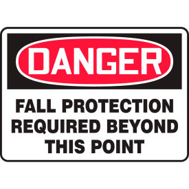 ACCUFORM MANUFACTURING MFPR104VP Accuform MFPR104VP Danger Sign, Fall Protection Required Beyond This Point, 10"W x 7"H, Plastic image.