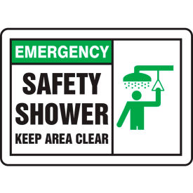 ACCUFORM MANUFACTURING MFSD929VS Accuform MFSD929VS Emergency Sign, Safety Shower (Graphic), 14"W x 10"H, Adhesive Vinyl image.