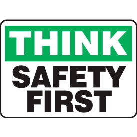 ACCUFORM MANUFACTURING MGNF940VA Accuform MGNF940VA Think Sign, Safety First, 14"W x 10"H, Aluminum image.