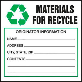 ACCUFORM MANUFACTURING MHZW45PSP AccuformNMC™ Materials For Recycle Label w/ Sign, Adhesive Coated Paper, 6" x 6", Pack of 25 image.