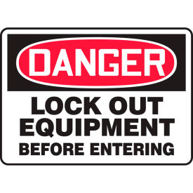 ACCUFORM MANUFACTURING MLKT015VP Accuform MLKT015VP Danger Sign, Lockout Equipment Before Entering, 14"W x 10"H, Plastic image.