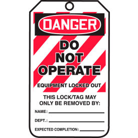 ACCUFORM MANUFACTURING MLT405CTP Accuform MLT405CTP Lockout Tag, Danger Do Not Operate, PF-Cardstock, 25/Pack image.