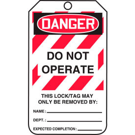ACCUFORM MANUFACTURING MLT406CTP Accuform MLT406CTP Lockout Tag, Danger Do Not Operate, PF-Cardstock, 25/Pack image.
