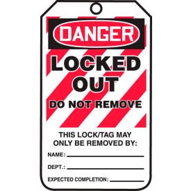 ACCUFORM MANUFACTURING MLT418LTP Accuform MLT418LTP Lockout Tag, Danger Locked Out Do Not Remove Tag HS-Laminate, 25/Pack image.