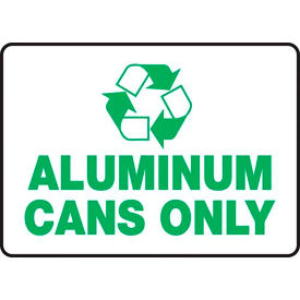 ACCUFORM MANUFACTURING MPLR535VS AccuformNMC™ Aluminum Cans Only Label w/ Recycle Sign, Adhesive Vinyl, 10" x 14" image.