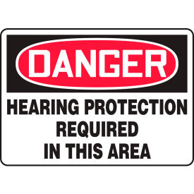 ACCUFORM MANUFACTURING MPPE218VA Accuform MPPE218VA Danger Sign, Hearing Protection Required In This Area, 14"W x 10"H, Aluminum image.