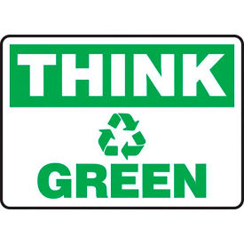 ACCUFORM MANUFACTURING MRCY570VA AccuformNMC™ Think Green Label w/ Recycle Sign, Aluminum, 7" x 10" image.