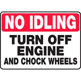 ACCUFORM MANUFACTURING MTKC501VA AccuformNMC No Idling Turn Off Engine & Chock Wheels Sign, Aluminum, 10" x 14", Black/Red/White image.