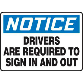 ACCUFORM MANUFACTURING MTKC804VA AccuformNMC Notice Drivers Are Required To Sign In & Out Sign, Aluminum, 10" x 14", Black/Blue/White image.