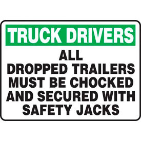ACCUFORM MANUFACTURING MTKC916VA AccuformNMC Truck Drivers All Dropped Trailers Must Be Chocked & Secured Sign, Aluminum, 10" x 14" image.