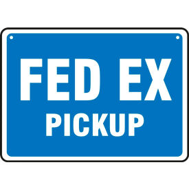ACCUFORM MANUFACTURING MVHG502VA AccuformNMC™ Fed Ex Pickup/Fed Ex No Pickup Sign, Double-Sided, Aluminum, 10" x 14", Blue/Red image.
