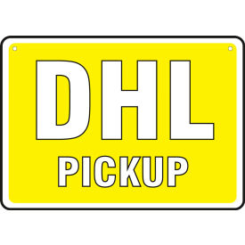 ACCUFORM MANUFACTURING MVHG503VA AccuformNMC™ DHL Pickup/DHL No Pickup Sign, Double-Sided, Aluminum, 10" x 14", Yellow/Red image.