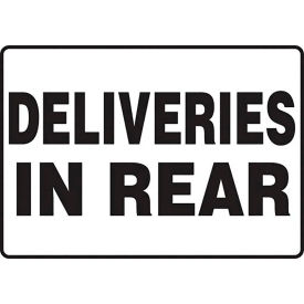 ACCUFORM MANUFACTURING MVHR546VA AccuformNMC™ Deliveries In Rear Delivery Location Sign, Aluminum, 10" x 14", Black/White image.