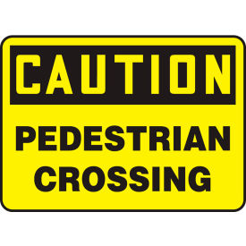 ACCUFORM MANUFACTURING MVHR687VA Accuform MVHR687VA Caution Sign, Pedestrian Crossing, 14"W x 10"H, Aluminum image.