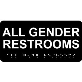 ACCUFORM MANUFACTURING PAD142BK AccuformNMC™ ADA Braille Sign, All Gender Restrooms, 6"W x 3"H, Black image.