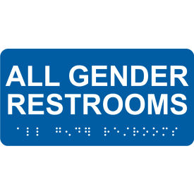 ACCUFORM MANUFACTURING PAD142BU AccuformNMC™ ADA Braille Sign, All Gender Restrooms, 6"W x 3"H, Blue image.
