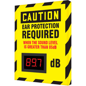 ACCUFORM MANUFACTURING SCS601 Accuform SCS601 Decibel Meter Sign, Caution Ear Protection Required, 12" x 10" x 1" image.