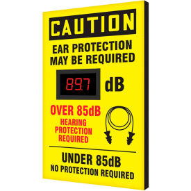 ACCUFORM MANUFACTURING SCS603 Accuform SCS603 Decibel Meter Sign, Caution Ear Protection May Be Required, 20" x 12" x 1" image.