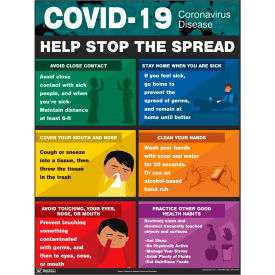 ACCUFORM MANUFACTURING SP125301L COVID-19 Coronavirus "Help Stop the Spread" Safety Poster, 17" X 22", Laminated Paper image.