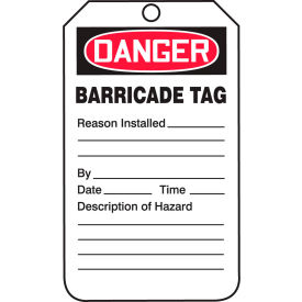 Accuform TAB104CTP Danger Barricade Tag, PF-Cardstock, 25/Pack