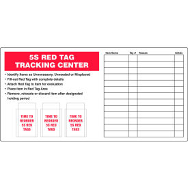 ACCUFORM MANUFACTURING TAC501 Accuform TAC501 Red Tag Tracking Center, Aluminum, 16" x 36" image.