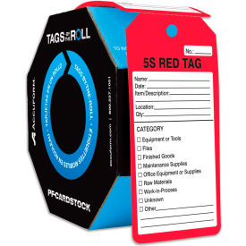 ACCUFORM MANUFACTURING TAR162 Accuform TAR162 5S Red Tag, PF-Cardstock, 100/Roll image.