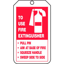 ACCUFORM MANUFACTURING TRS218CTP Accuform TRS218CTP Extingusiher Tag, To Use Fire Extinguisher Tag, PF-Cardstock, 25/Pack image.