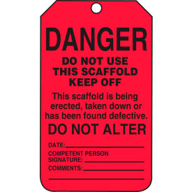 ACCUFORM MANUFACTURING TSS101PTP Accuform TSS101PTP Danger Do Not Use This Scaffold Keep Off Tag, PF-Cardstock, 25/Pack image.