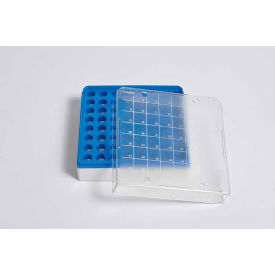 UNITED SCIENTIFIC SUPPLIES INC 63213 United Scientific Microcentrifuge Tube Storage Box For 0.5ml Tubes, Polycarbonate, 100 Places, Blue image.